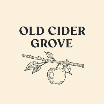 Old Cider Grove Logo Featuring Apple on Branch.