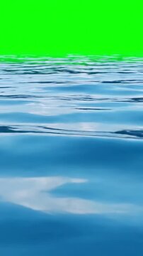 Green Screen Water Texture with the effect of in a lake on background distortion, overlay, glitch, static noise, scan lines black background, 4k animated video loop