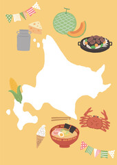 北海道フェア　ポスター　グルメイラスト