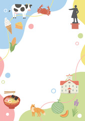 北海道にまつわるかわいいイラストセット　フレーム