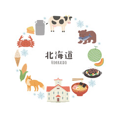 北海道にまつわるかわいいイラストセット　フレーム