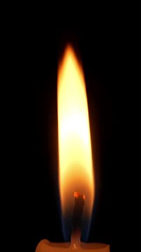 Compositable VFX Asset with closeup candle fire flame isolated burning on black background slow motion hd distortion, green screen overlay, glitch, static noise, scan lines background, 4k animated