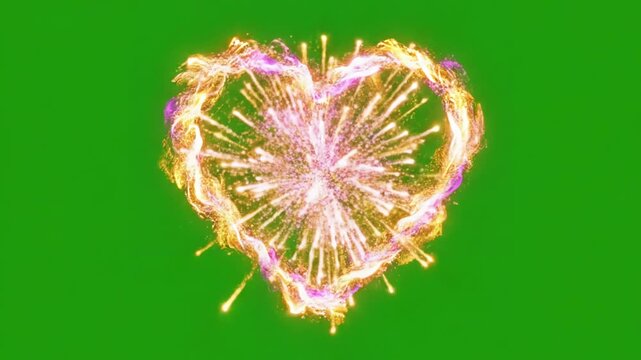 VFX Background Plate with a young woman dancing on green screen attractive girl making heart sign fingers chroma key distortion, overlay, glitch, static noise, scan lines black background, 4k animated