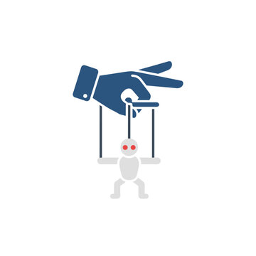 Business Hand Manipulating Worker Puppet for Corporate Control