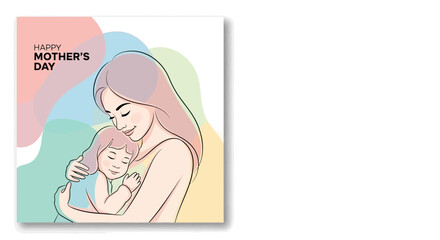 Mother Holding Baby Illustration Happy Mothers Day.