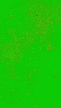 Fiery Glow VFX Element with fire particles floating and glowing on green screen background seamless motion distortion, overlay, glitch, static noise, scan lines black background, 4k animated video
