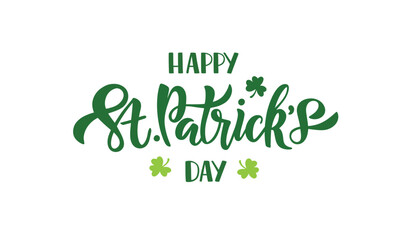 Fototapeta premium St. Patrick's Day vector illustration with green text and shamrocks