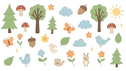 Whimsical Forest Friends and Nature Elements Collection. © Yuni