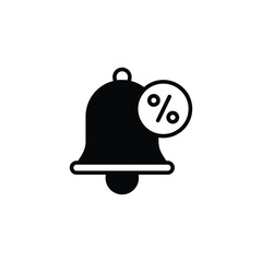Obraz premium Bell icon with percentage sign, symbolizing notifications for sales, discounts, or special offers