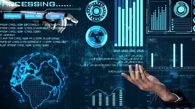 AI artificial intelligence drives data analytics with predictive models, smart dashboards, and virtual assistant insights for data-driven business decisions.