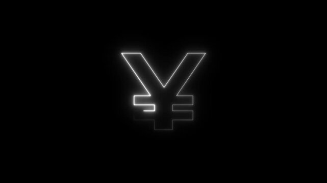 Glowing Japanese Yen Symbol Neon Light Currency Sign glowing currency japanese currency