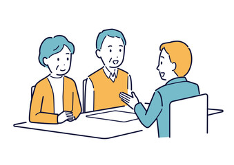 相談をする高齢夫婦のイラスト