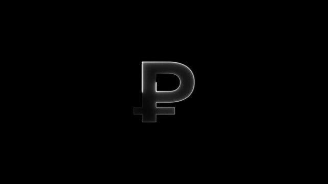 Russian Ruble Symbol Glowing Neon Sign Currency Exchange Finance Economy Concept rubel glowing symbol