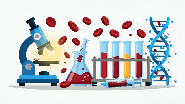 Microscope Blood Test Tubes DNA Science Medical Footage