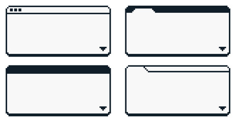 8-bit pixel art simple monotone web browser dialogue set © Yejin Woo