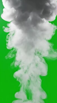Green Screen rising white smoke on background scene 2 with distortion, overlay, glitch, static noise, scan lines black background, 4k animated video loop