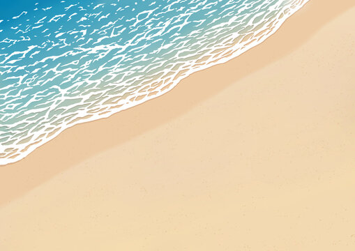イラスト素材：波打ち際の砂浜　背景素材