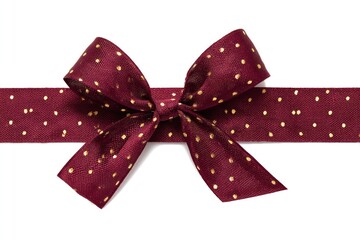 Maroon ribbon bow with gold polka dots (9)