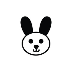 Obraz premium Cute bunny face icon, simple black and white cartoon illustration for kids