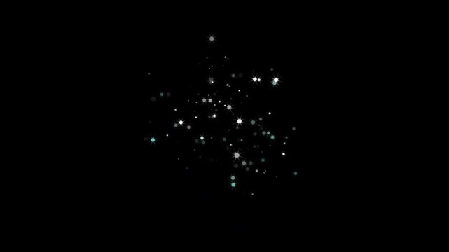 4K white glowing twinkle glitter stars animation, magic glitter dust trail, particle burst, retro vector star doodles, twinkling starry night sky loop on black screen. background