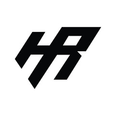 Fototapeta premium Bold stylized letters HR logo mark, abstract geometric design with strong lines and sharp angles.