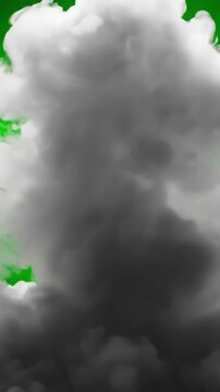Green Screen steam white smoke cloud scene 2 with distortion, overlay, glitch, static noise, scan lines on black background, 4k animated video loop