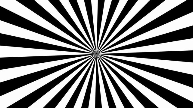 Rotating light style motion loop black white background radiating lines animated pop art and comic style background