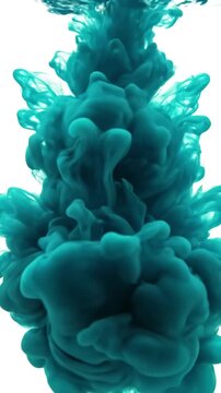 Green Screen blue ink dropped in water on white background scene 2 with distortion, overlay, glitch, static noise, scan lines black background, 4k animated video loop