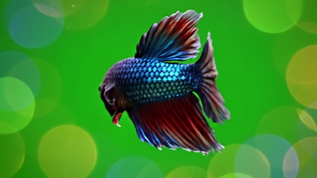 Green Screen siamese fighting fish on a scene 4 with distortion, overlay, glitch, static noise, scan lines black background, 4k animated video loop