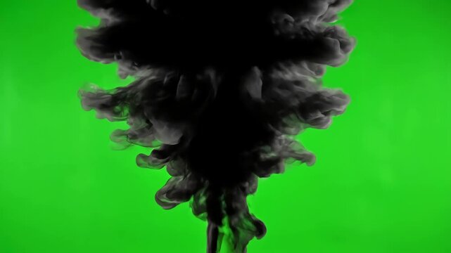 Green Screen black smoke on a background chroma key realistic dark cloud best for using in composition scene 1 with distortion, overlay, glitch, static noise, scan lines background, 4k animated video