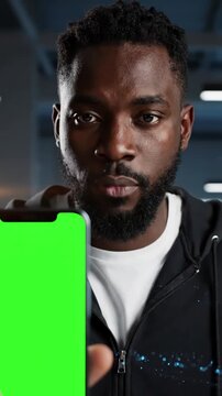 Green Screen phone with chroma key man working chat gpt bot ai online connecting and using a it engineer software developer programmer interact scene 2 distortion, overlay, glitch, static noise, scan