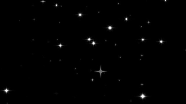 Festive Sparkling Particles Background 4K - Golden Glitter Rain & Twinkling Stars Animation on Black Screen, Seamless Loop Overlay for New Year, Birthday, and Wedding Party Decor