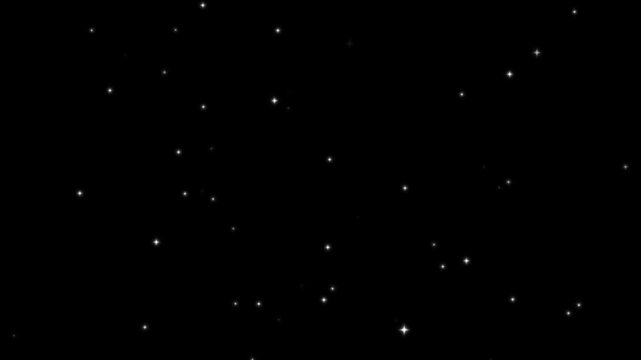 Festive Sparkling Particles Background 4K - Golden Glitter Rain & Twinkling Stars Animation on Black Screen, Seamless Loop Overlay for New Year, Birthday, and Wedding Party Decor