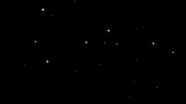Festive Sparkling Particles Background 4K - Golden Glitter Rain & Twinkling Stars Animation on Black Screen, Seamless Loop Overlay for New Year, Birthday, and Wedding Party Decor