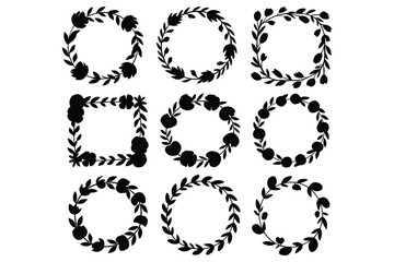 Obraz premium Wreath vector silhouettes for decoration and design purposes