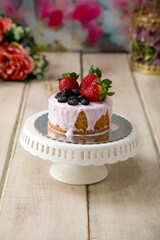 Healthy Fruit cake on a smash cake photography set scenario for baby photography