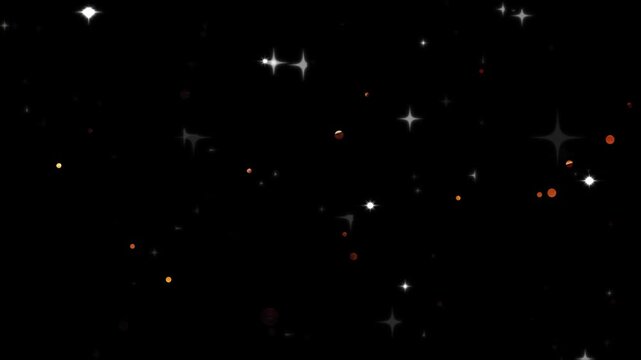 Magical Starlight Glitter Trail Loop - Falling White Stars & Sparkling Particle Dust Animation on Black Background, 4K Abstract Cosmic Effect Overlay for Fantasy Video Editing