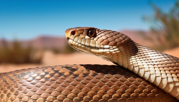 close up of a desert snake head and upper body