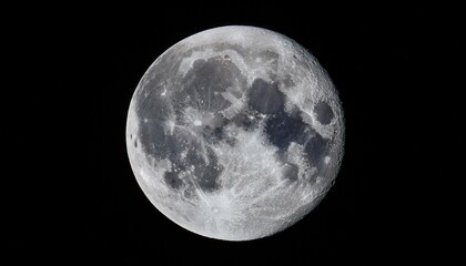 Fototapeta premium full moon over dark night sky with luminous glow and visible craters captured in stunning detail white background or