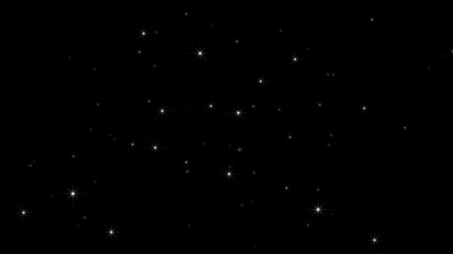 Magical Starlight Glitter Trail Loop - Falling White Stars & Sparkling Particle Dust Animation on Black Background, 4K Abstract Cosmic Effect Overlay for Fantasy Video Editing