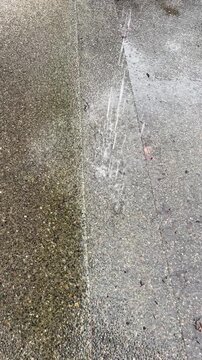 Water hitting aggregate outdoor steps
