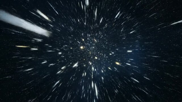 A perspective of hyperspace, a cosmic journey through stars and light, abstract and futuristic