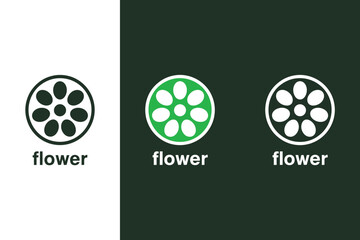Flower icon vector illustration in different background colors