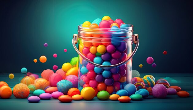 colorful candy loading and maintenance dose concept loading phase bucket jar concept featuring candy colorful loading phase maintenance dose bucket