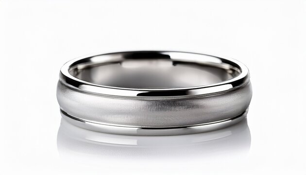 elegant silver wedding band isolated on white background