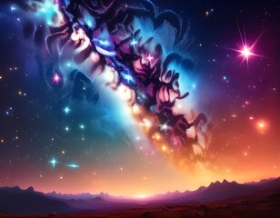 Naklejka premium high definition star field background starry outer space background texture colorful starry night sky outer space background
