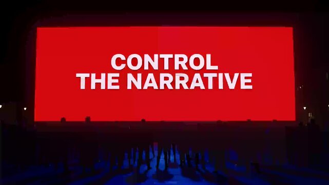 Crowd Facing Screen with Control The Narrative Text at Night