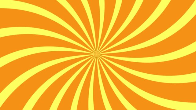 Vibrant orange and yellow sunburst motion background with rotating radial rays and spiral swirl for high energy video transitions and flash sale promotions