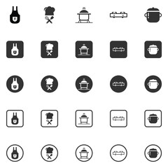 Professional Chef and Kitchen Equipment Icon Set for Culinary Business Use