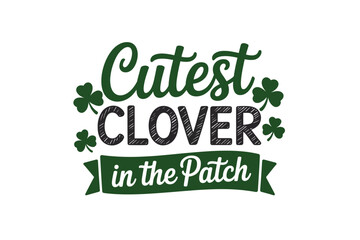 Fototapeta premium Clover vector illustration with cute text in green and white colors